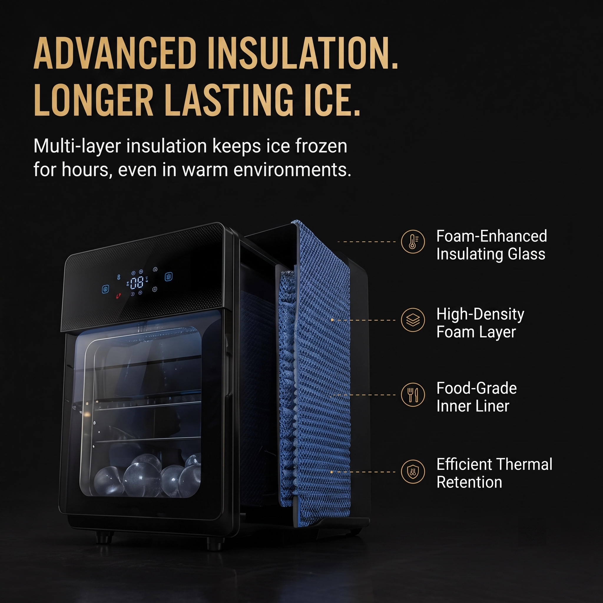 3.2" Clear Ice Ball Maker Countertop, Sphere Ice Maker with Automatic Water Supply, 3 pcs in 15 Mins, 288 pcs/Day, Sphere Ice Maker with Automatic Water Supply, Self-Cleaning, Enhanced Insulation for Whiskey Bar