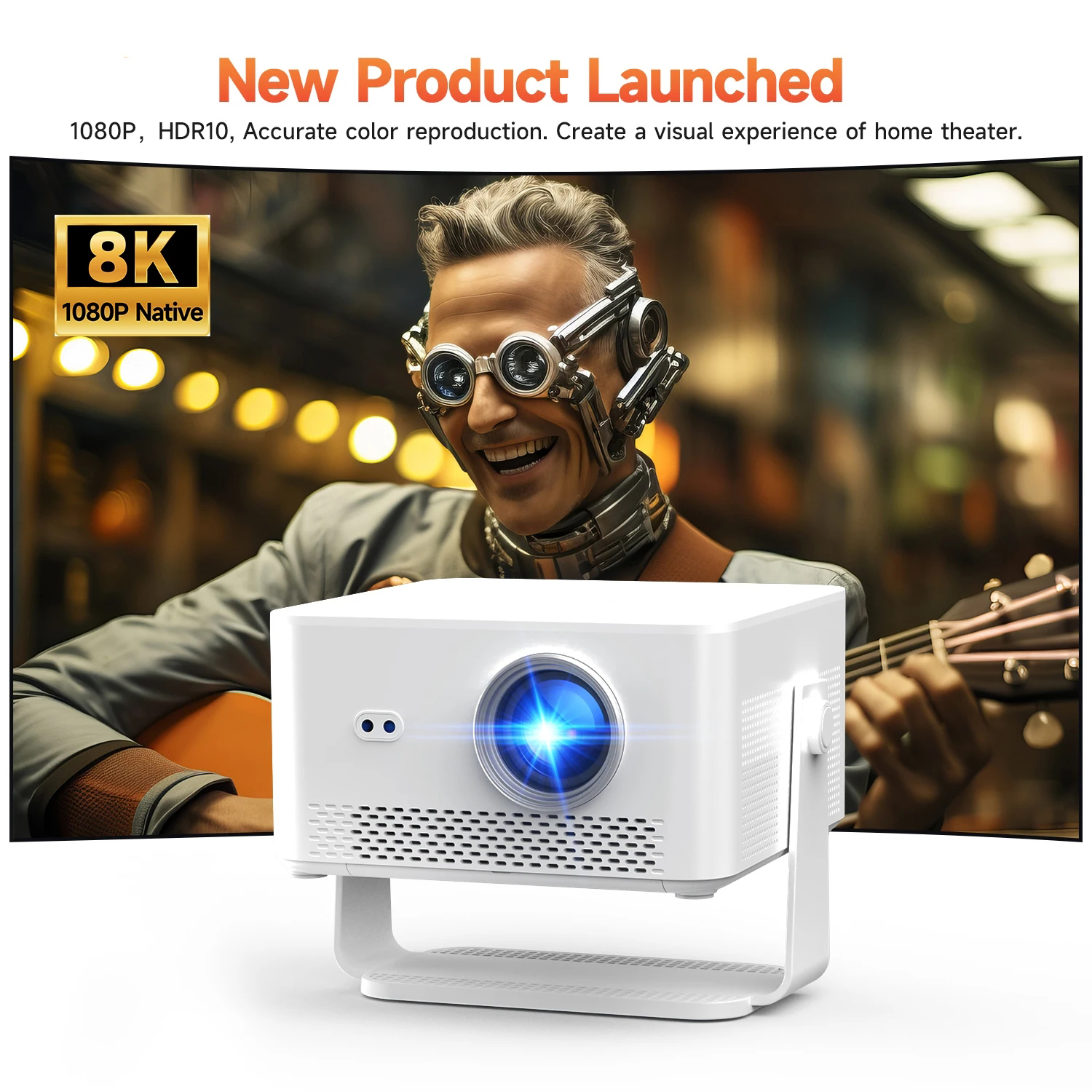 1100 ANSI lumens smart projector with 1080P native resolution and 8K support