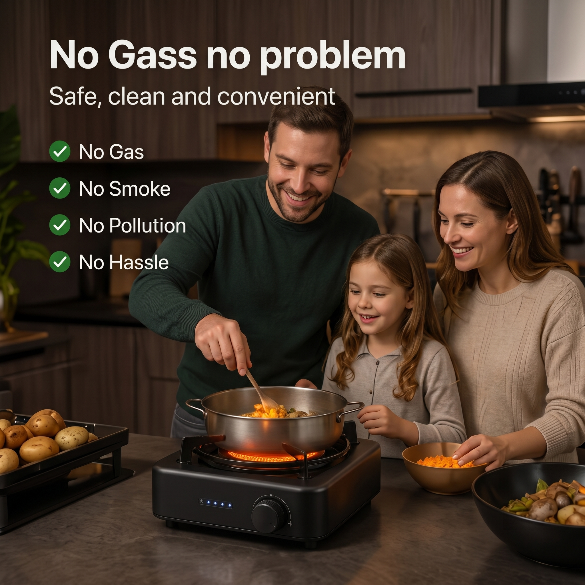 Portable USB Rechargeable Electric Stove – Smokeless Cordless Cooker with Solar Charging Support