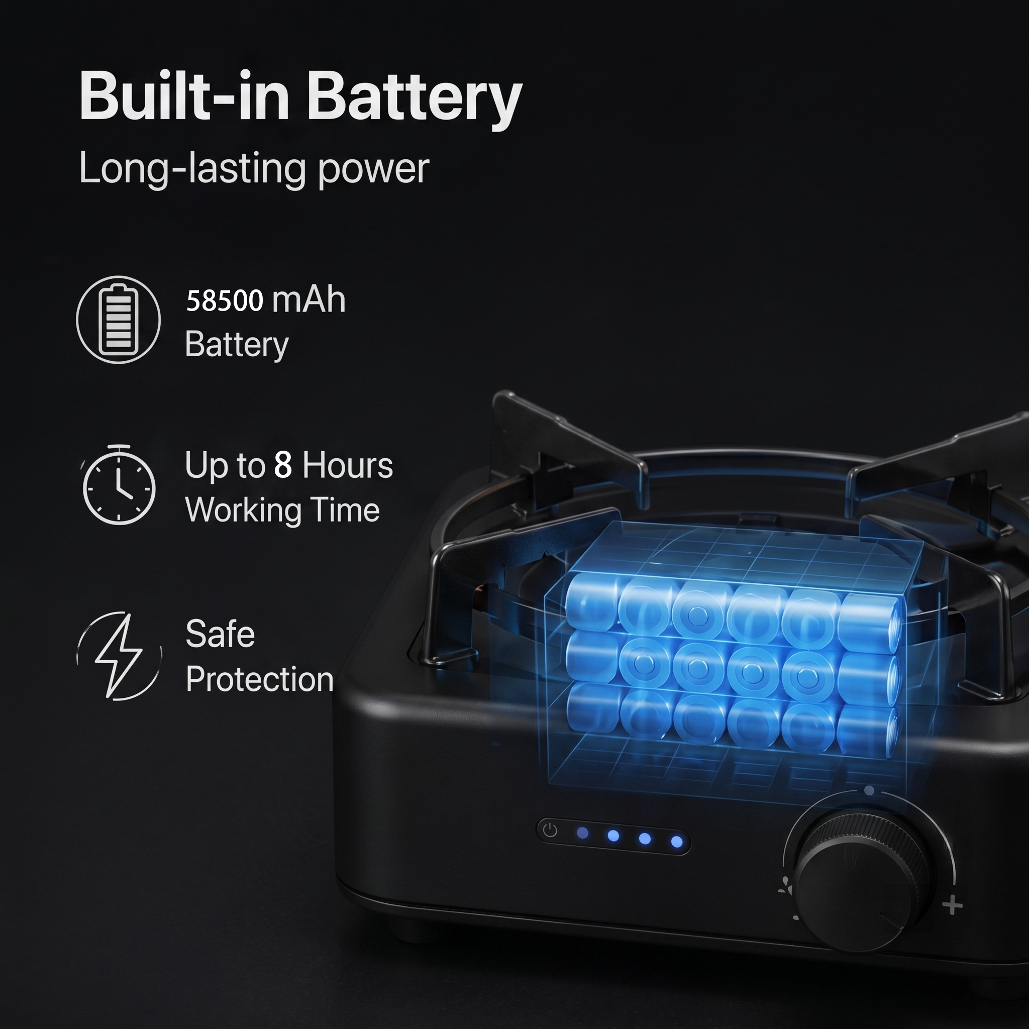 Portable USB Rechargeable Electric Stove – Smokeless Cordless Cooker with Solar Charging Support