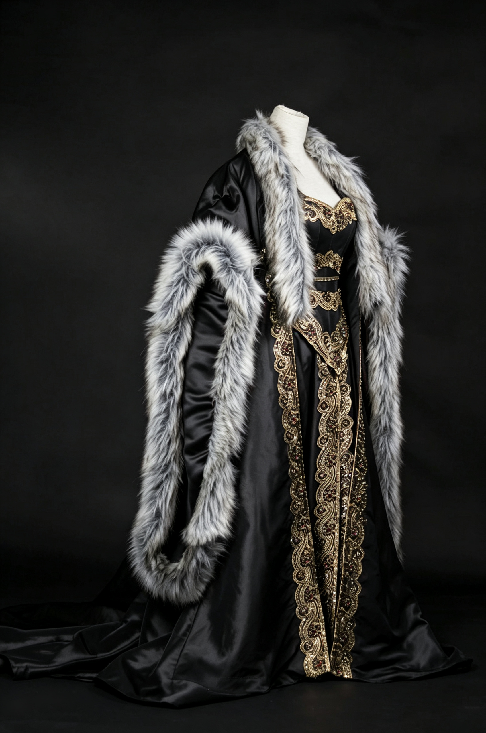 Dreamy dress Queen Gown With Fur Cloak