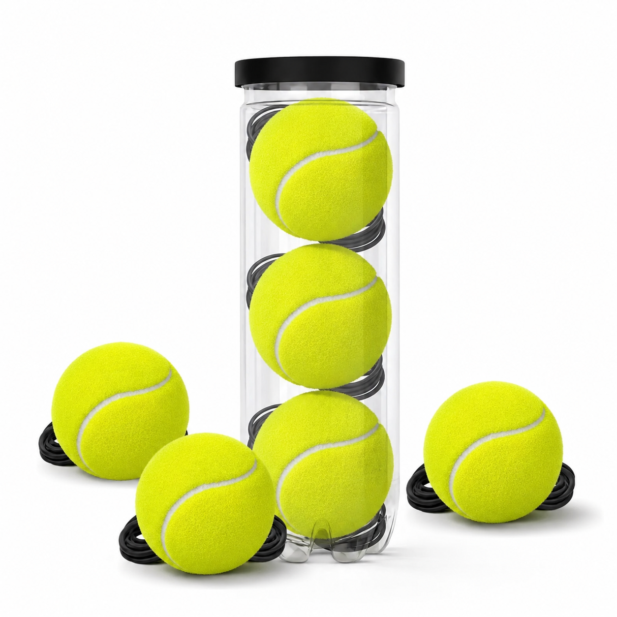 Hikeen Premium Tennis Trainer Rebound with Metal Base, Portable Set with 3 Highly Elastic String Balls, Ideal for Adult Kids and Beginners Training Outdoor Gear Sports Rackets