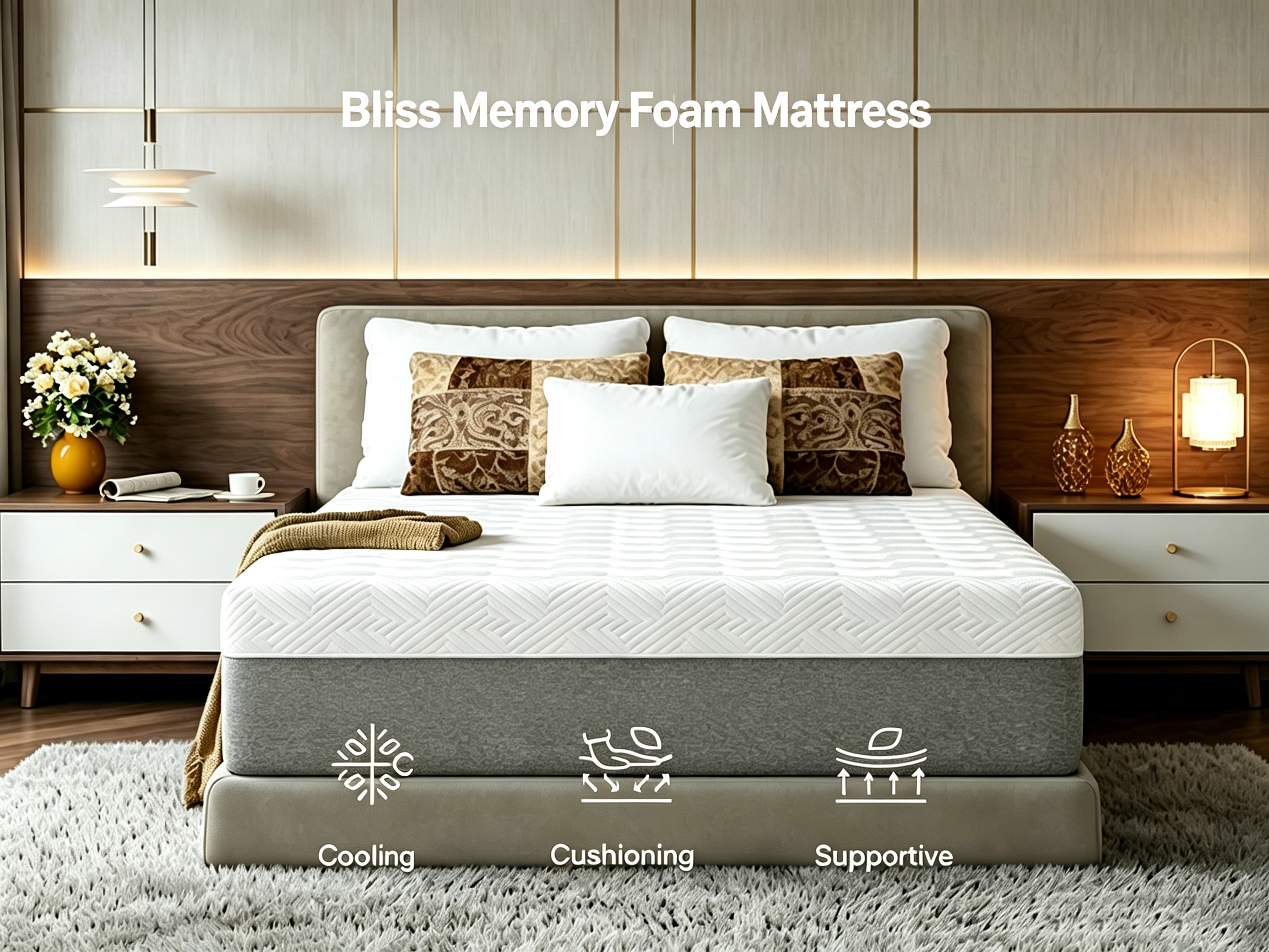 Gel memory foam mattress with cooling technology and medium-firm support