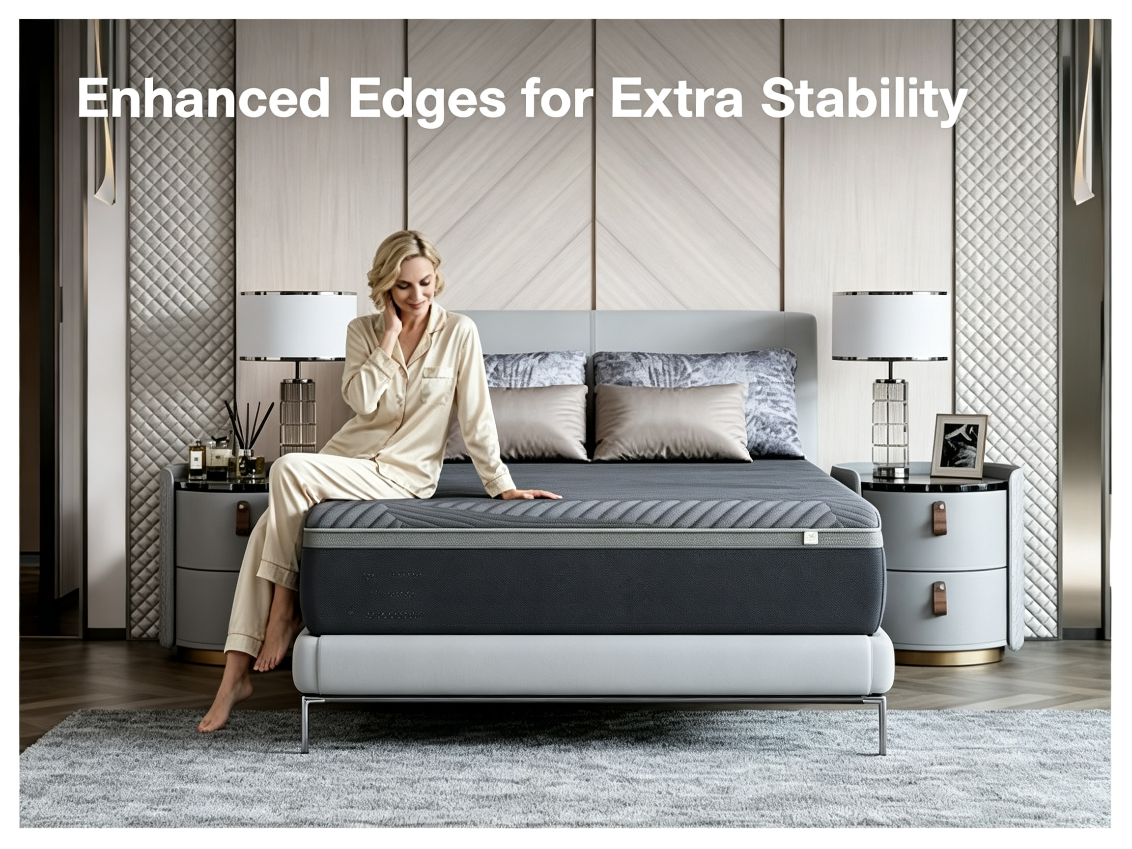 Gel memory foam mattress detail and stitching