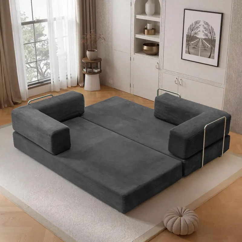 78-108'' Sofa Bed Cloud Couch Corduroy Upholstered Sectional Convertible Multi-Functional Floor Sofa for Living Room & Apartment Furniture