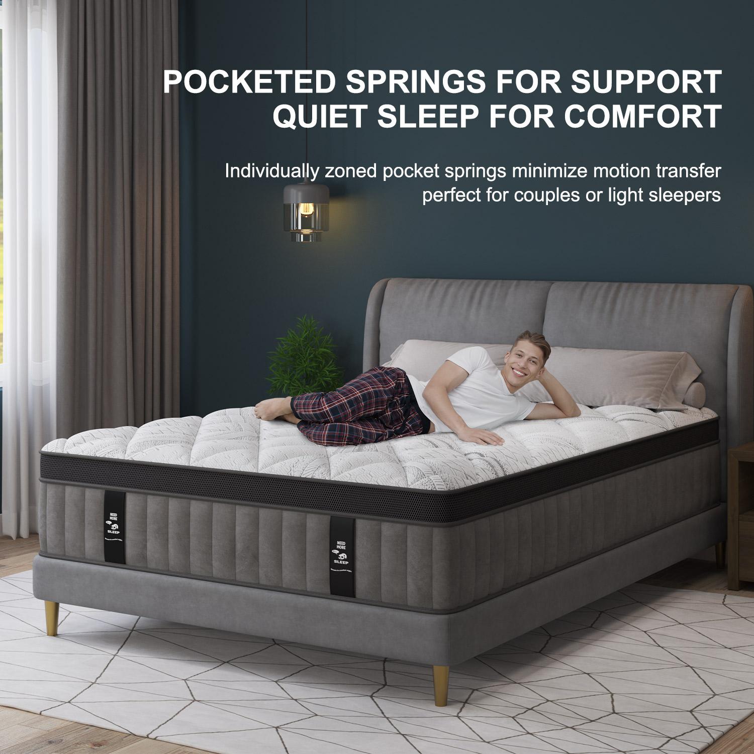 Lifestyle shot showing quiet, motion-isolated sleep for couples