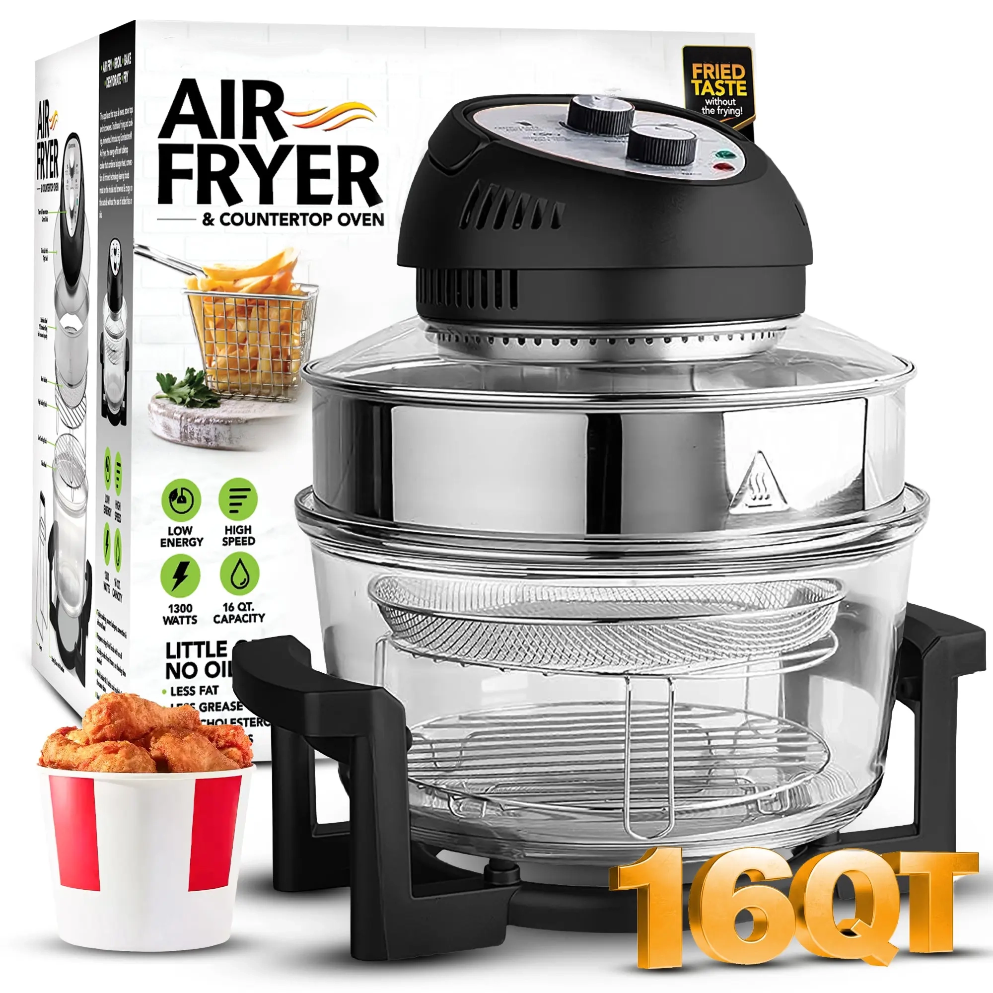 Granitestone 16 Quart Extra Large Air Fryer - Oil-Less Crispy Cooking for Healthier Meals