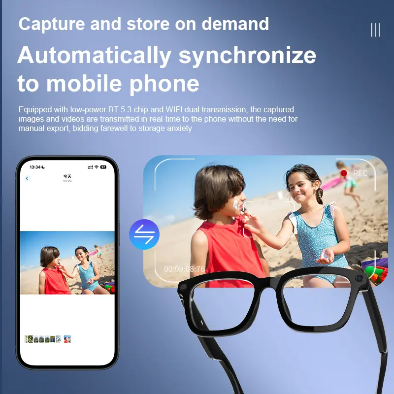 Smart Bluetooth Glasses with 1080p Camera & Audio