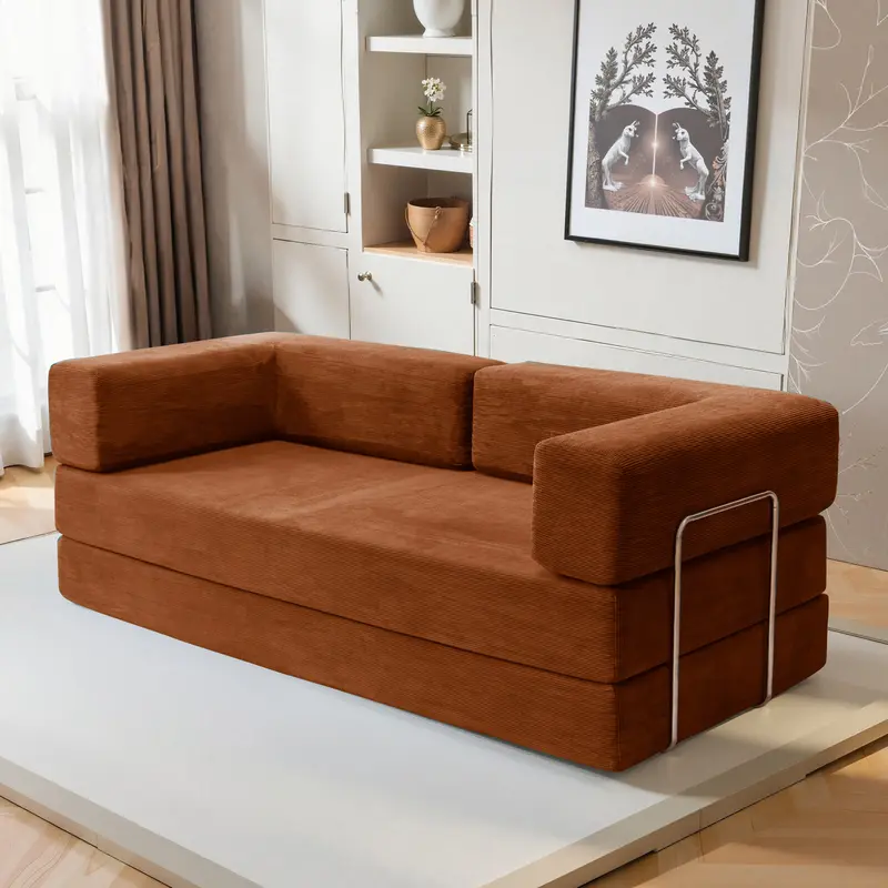 78-108'' Sofa Bed Cloud Couch Corduroy Upholstered Sectional Convertible Multi-Functional Floor Sofa for Living Room & Apartment Furniture