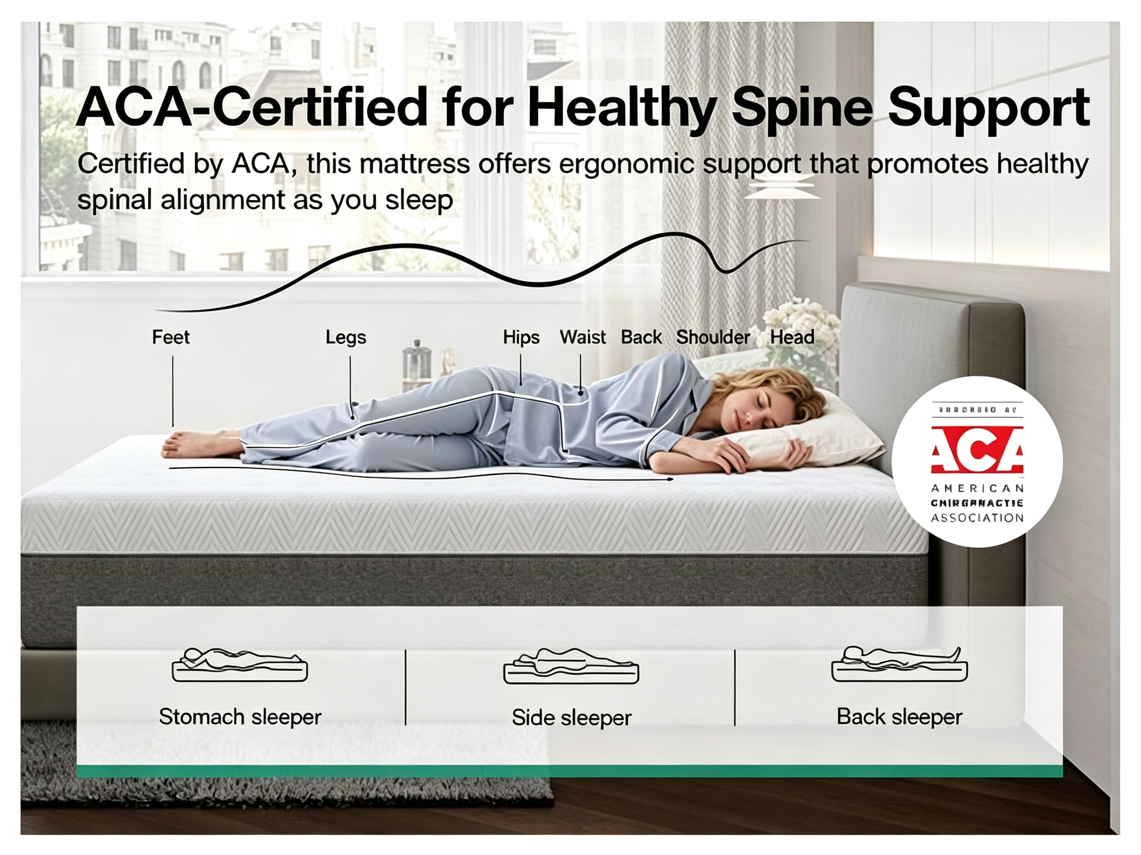 Ergonomic spinal alignment with dual-layer support foam