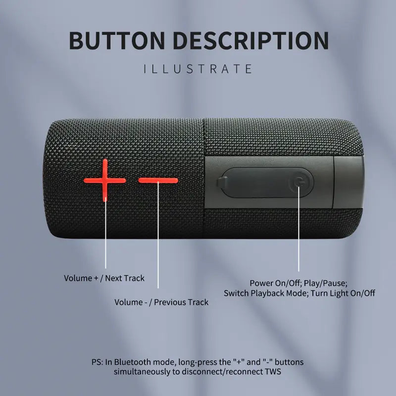 2-in-1 Bluetooth Speaker – Dual-Section Stereo Design, 20W Sound, Waterproof Magnetic Wireless Speaker with 24-Hour Playtime – Perfect for Smartphones & Summer Outdoor Fun