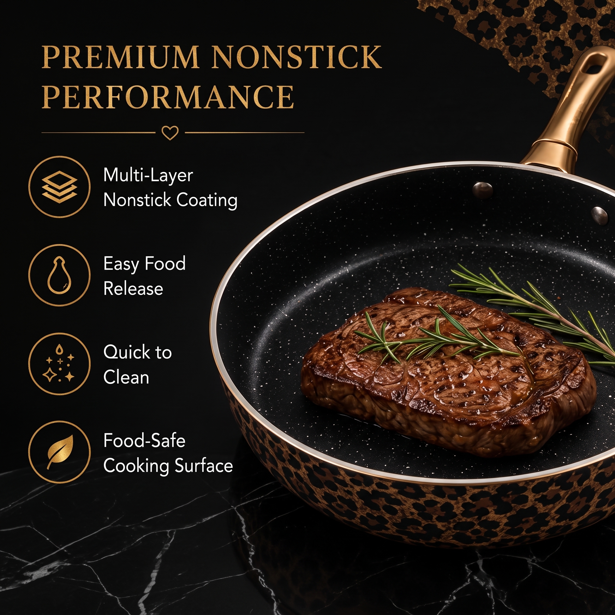 Luxury Black & Gold Non-Stick Cookware Set – Complete Kitchen Collection with Pots, Pans & Utensils