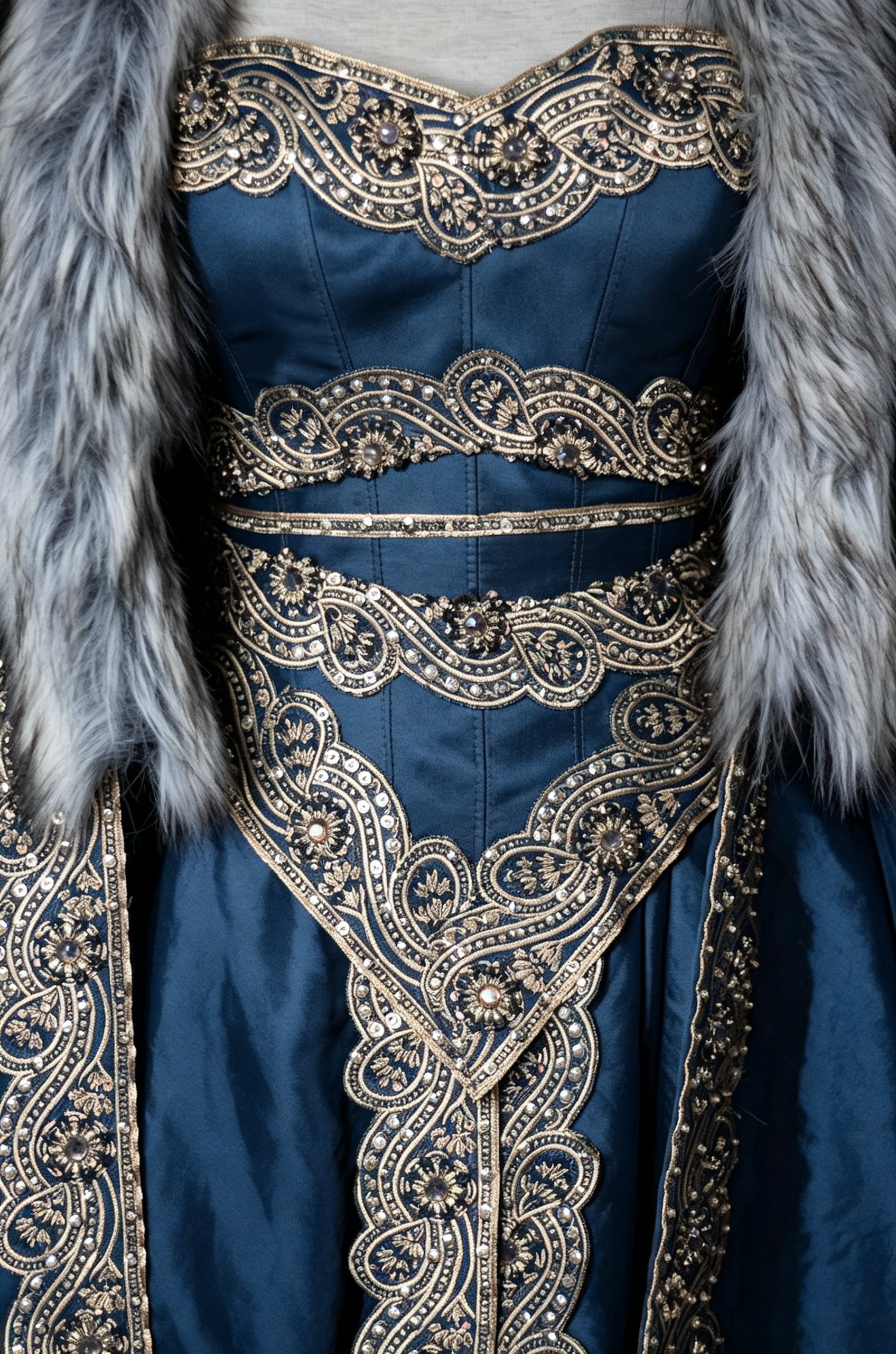 Dreamy dress Queen Gown With Fur Cloak