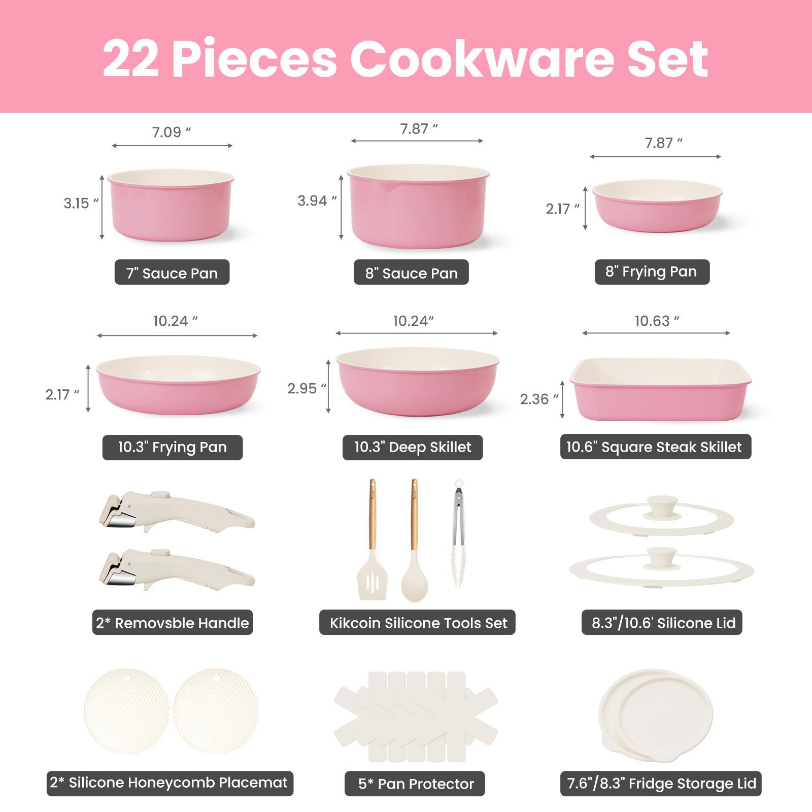 22-piece ceramic cookware set complete breakdown &mdash; 6 pots and pans plus accessories