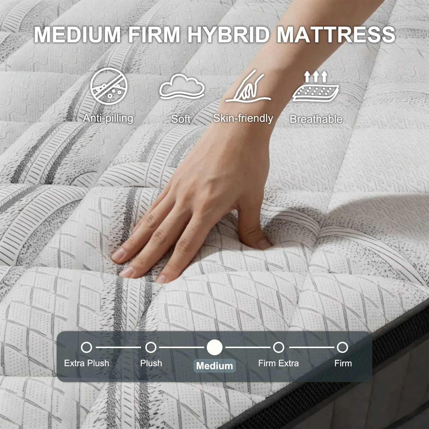 Gel Memory Foam Hybrid Mattress 12/14in Euro Top Medium-Firm