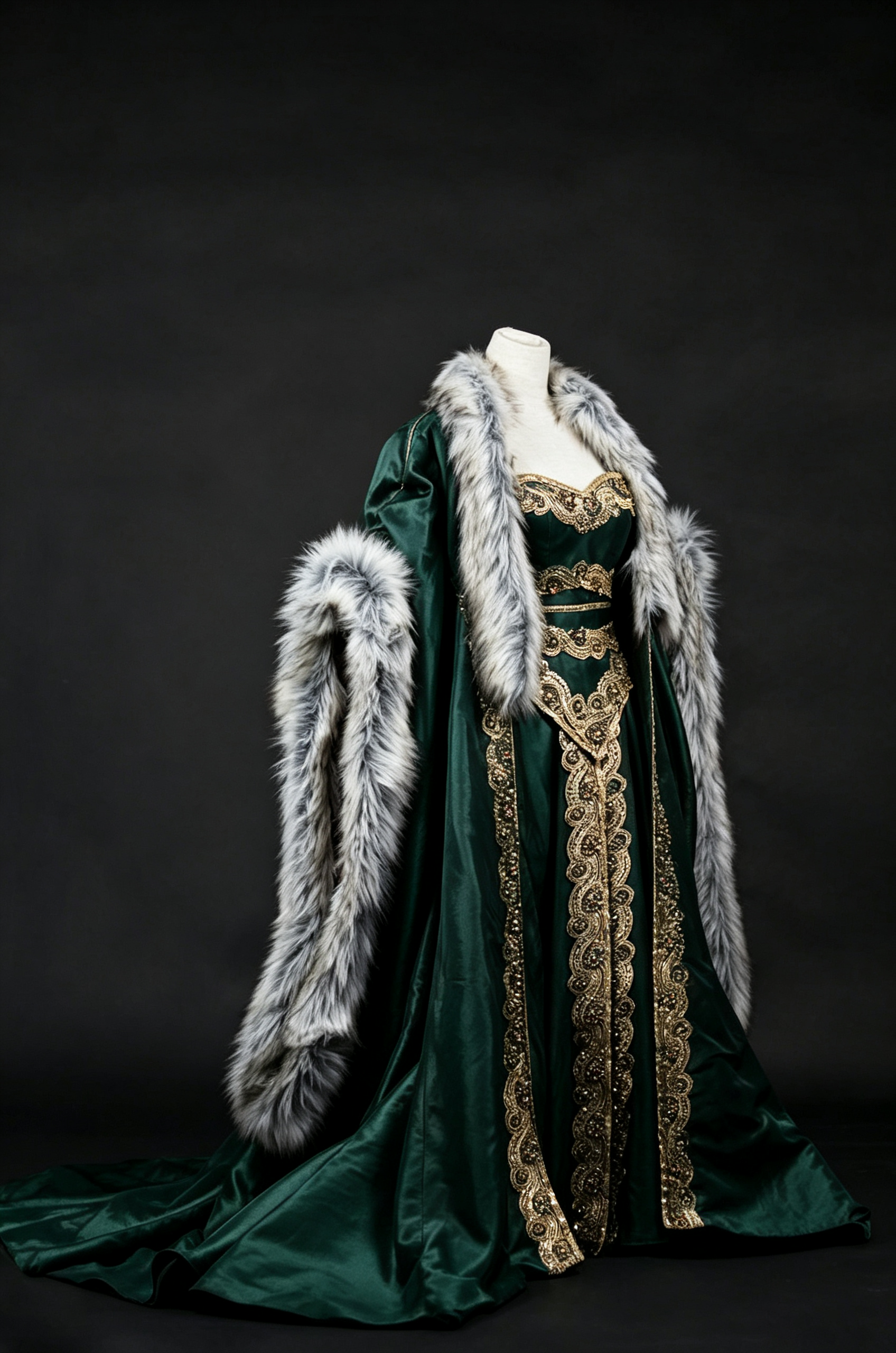 Dreamy dress Queen Gown With Fur Cloak