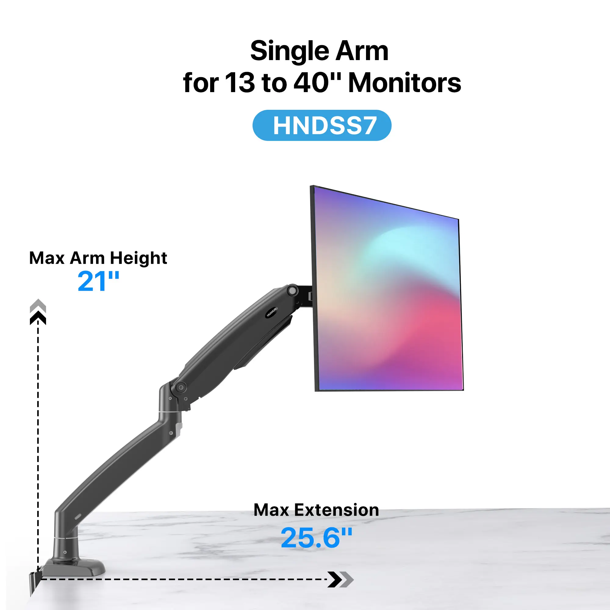 Dual Monitor Stand, Adjustable Arms for 13 to 35'' Screen, USB Mount, Heavy Duty Gas Spring, Holds 2 Monitors up to 28.4lbs