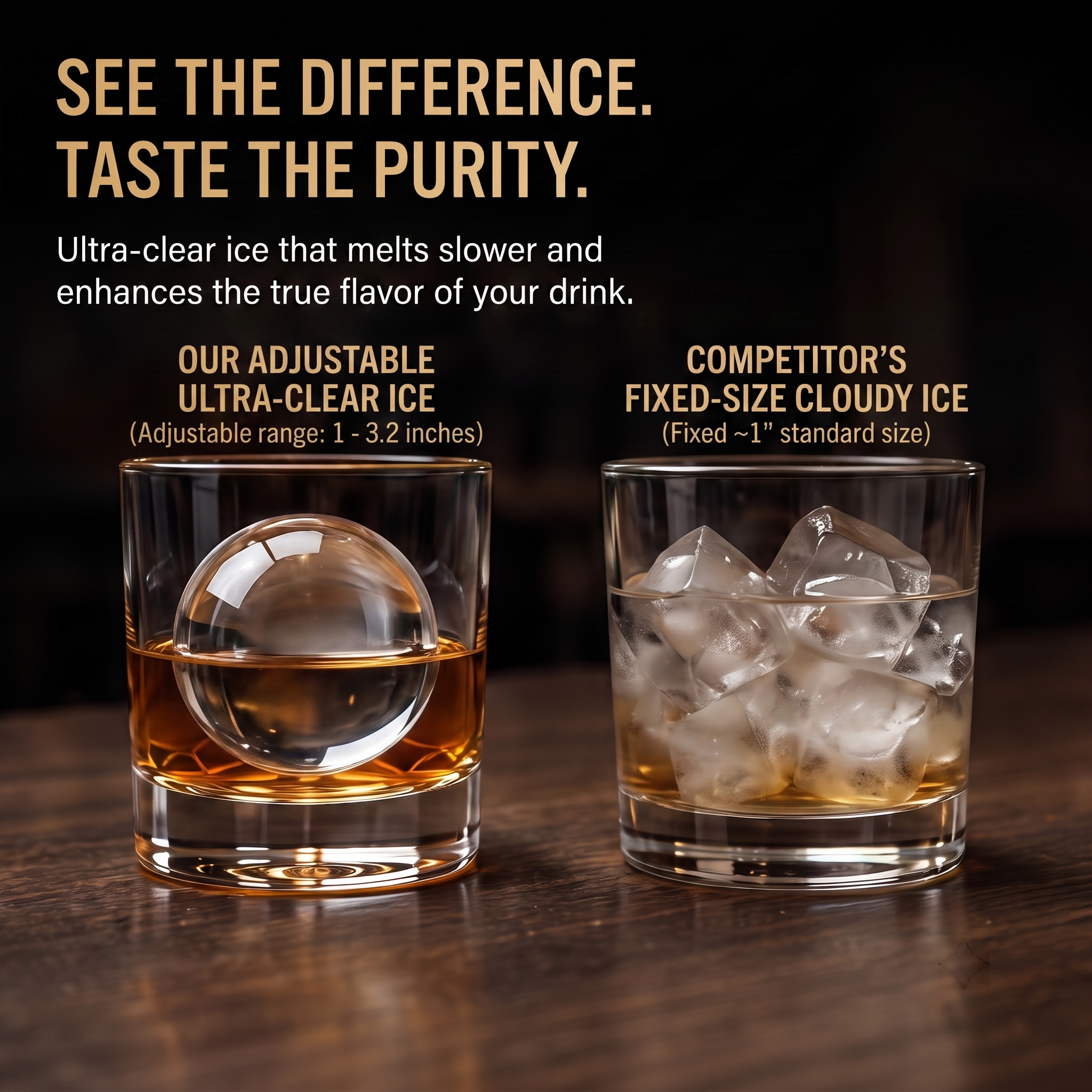 3.2" Clear Ice Ball Maker Countertop, Sphere Ice Maker with Automatic Water Supply, 3 pcs in 15 Mins, 288 pcs/Day, Sphere Ice Maker with Automatic Water Supply, Self-Cleaning, Enhanced Insulation for Whiskey Bar
