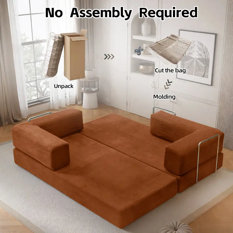 78-108'' Sofa Bed Cloud Couch Corduroy Upholstered Sectional Convertible Multi-Functional Floor Sofa for Living Room & Apartment Furniture