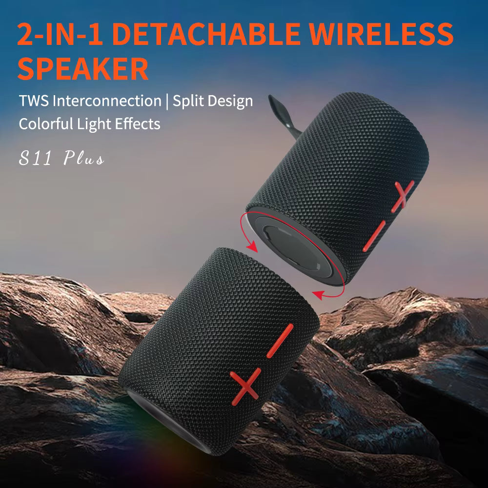 2-in-1 Bluetooth Speaker – Dual-Section Stereo Design, 20W Sound, Waterproof Magnetic Wireless Speaker with 24-Hour Playtime – Perfect for Smartphones & Summer Outdoor Fun