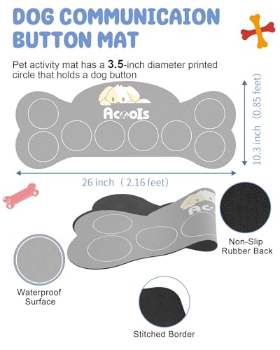 Dog Buttons for Communication, 9 Pcs Recordable Talking Button Set with 30s Voice, Pet Training Buzzer Kit for Dogs and Cats, Waterproof Anti-Slip Mat, 48 Scene Stickers for Outside/Food/Play
