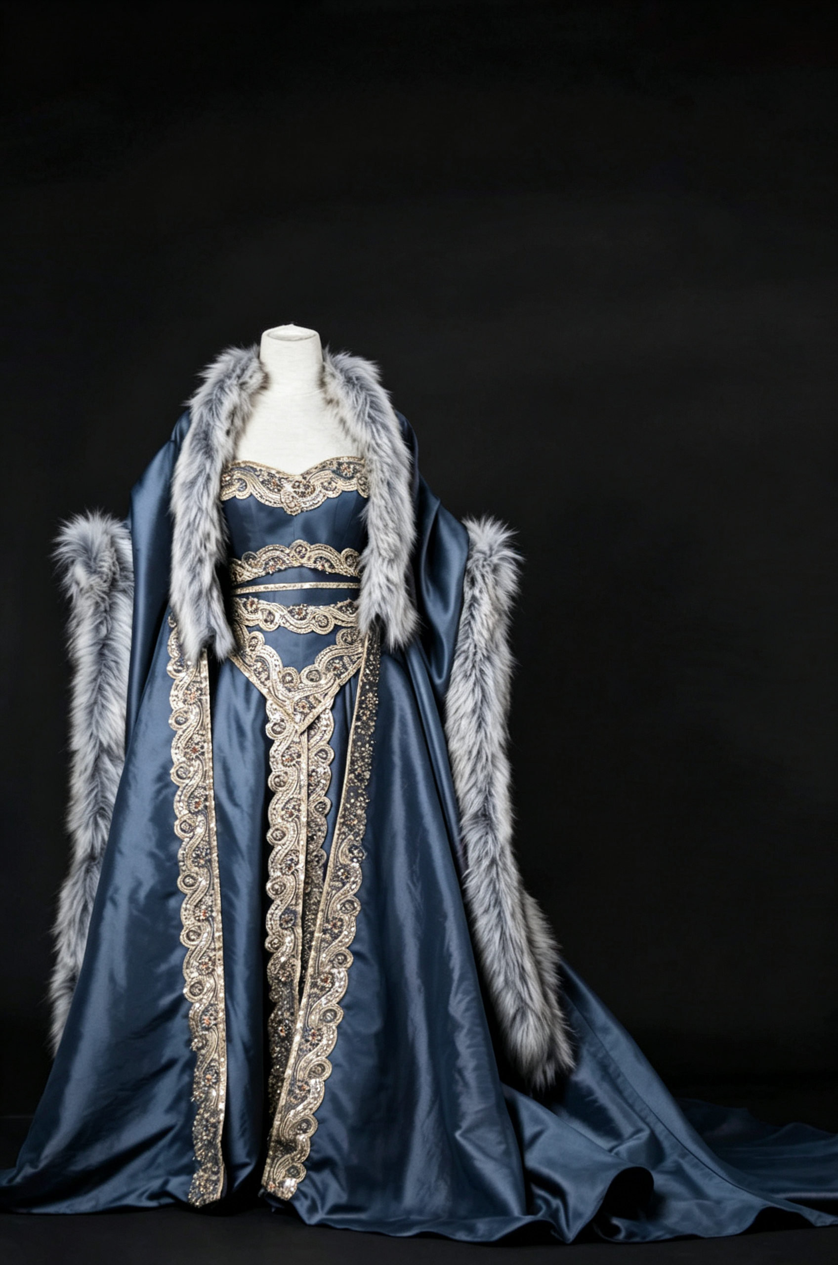 Dreamy dress Queen Gown With Fur Cloak