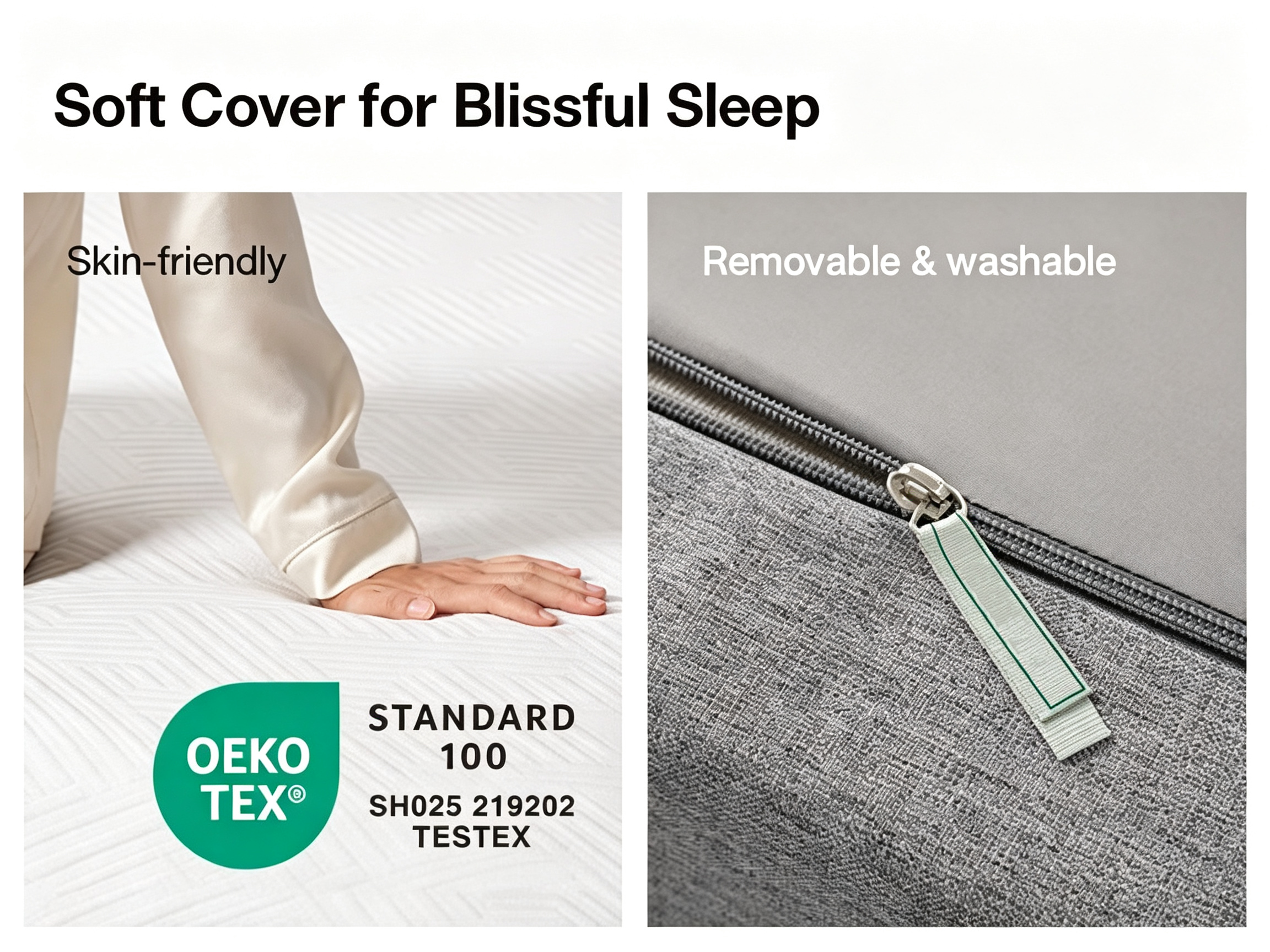 Reversible two-sided mattress design with zipper for easy cleaning