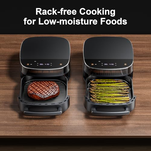Large Air Fryer 6QT, 11-in-1 Fast Cooking Air Fryer with Top & Bottom Heating, No Flip Needed, Quiet 50dB, Family Size Digital Air Fryer for Healthy Meals, Fits a 12" Pizza or Steaks
