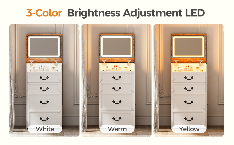 3-in-1 multifunctional vanity that transforms from dressing table to nightstand with hidden chair