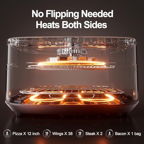 Large Air Fryer 6QT, 11-in-1 Fast Cooking Air Fryer with Top & Bottom Heating, No Flip Needed, Quiet 50dB, Family Size Digital Air Fryer for Healthy Meals, Fits a 12" Pizza or Steaks