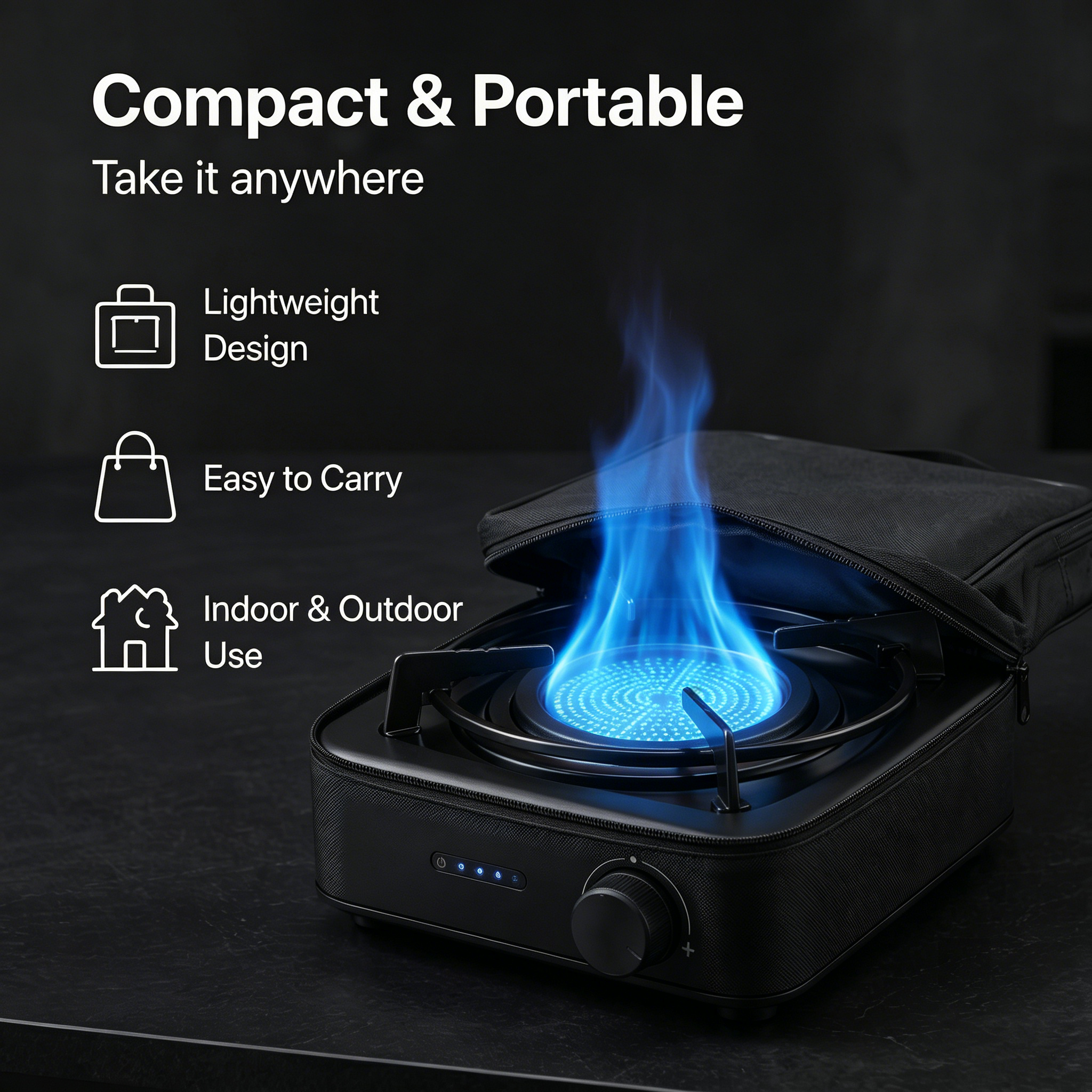 Portable USB Rechargeable Electric Stove – Smokeless Cordless Cooker with Solar Charging Support