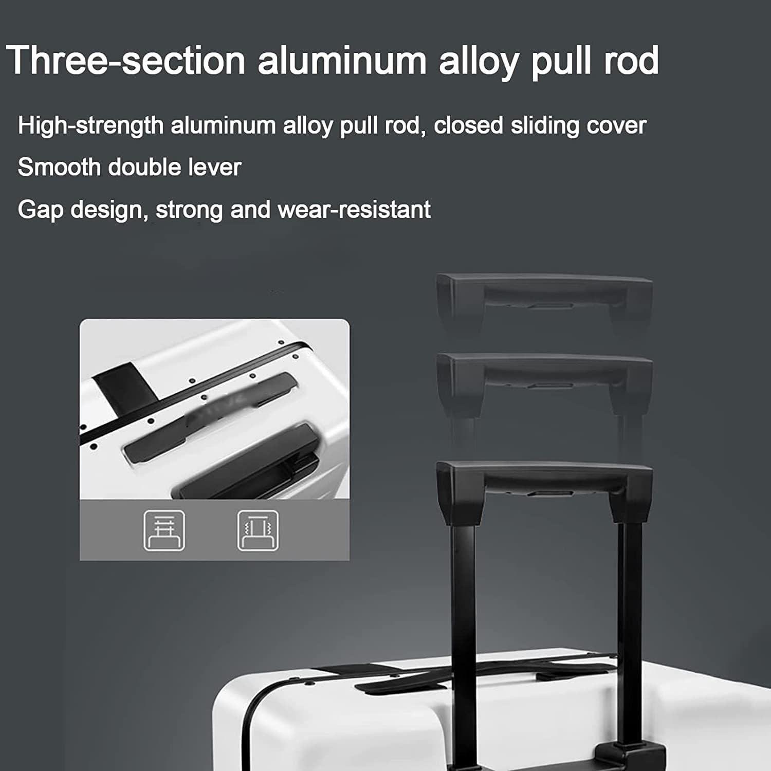 Three-section aluminum alloy pull rod with enclosed sliding cover