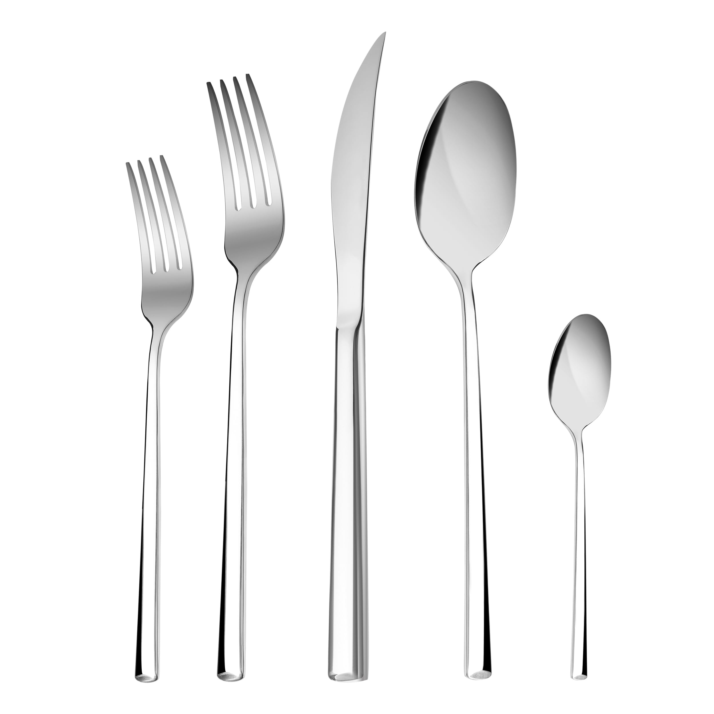 Tivoli 60 Pieces Cutlery Set for 12 Person - Forks, Spoon, Knives Silverware Sets - Modern Silver Flatware - Stainless Steel Kitchen Utensils Tableware Set - Dishwasher Safe