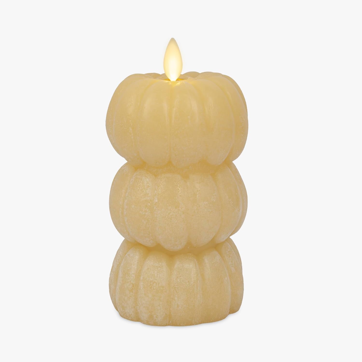 Stacked Jack-o-Lanterns Pumpkins Figural (Russet Orange) Flameless Candle Real Wax Moving Flame LED Candle (3.1" x 6"),