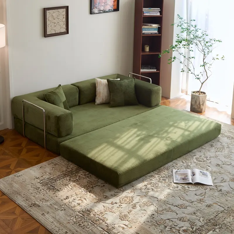 Convertible sofa bed fully extended in bed mode