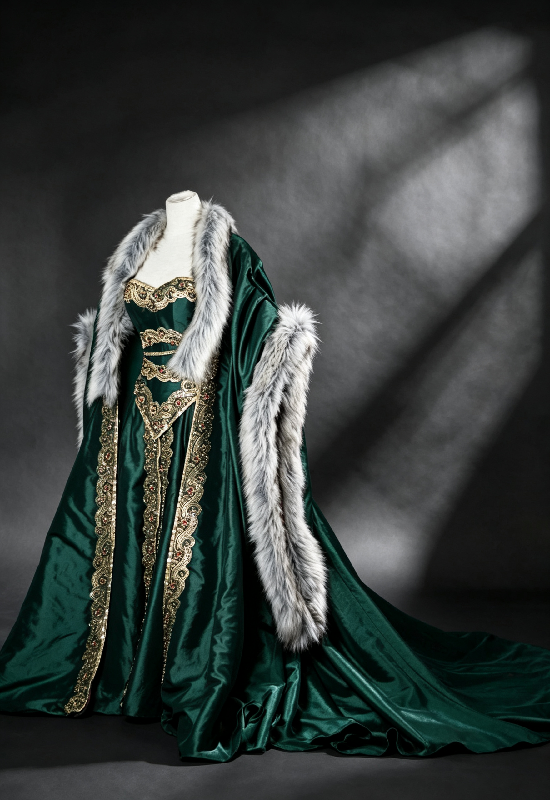Dreamy dress Queen Gown With Fur Cloak