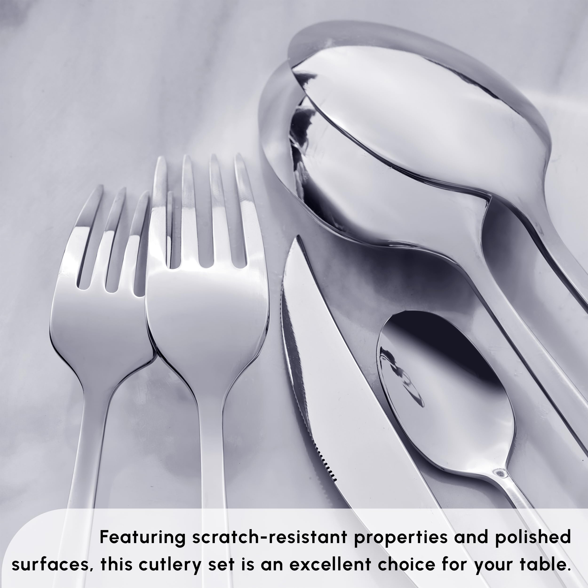 Tivoli 60 Pieces Cutlery Set for 12 Person - Forks, Spoon, Knives Silverware Sets - Modern Silver Flatware - Stainless Steel Kitchen Utensils Tableware Set - Dishwasher Safe