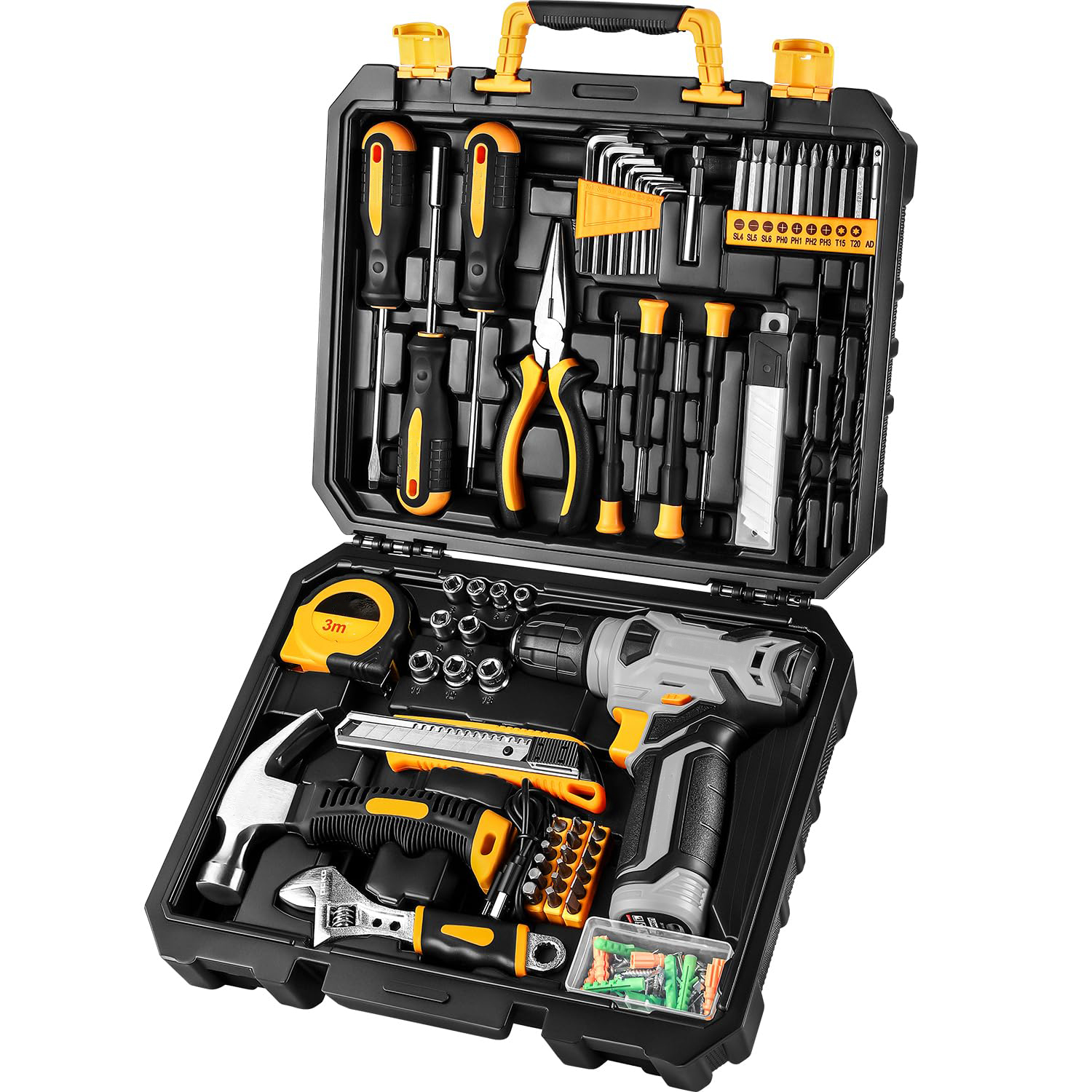 JJJSHOP 126-Piece Pink Tool Set with 8V Cordless Drill