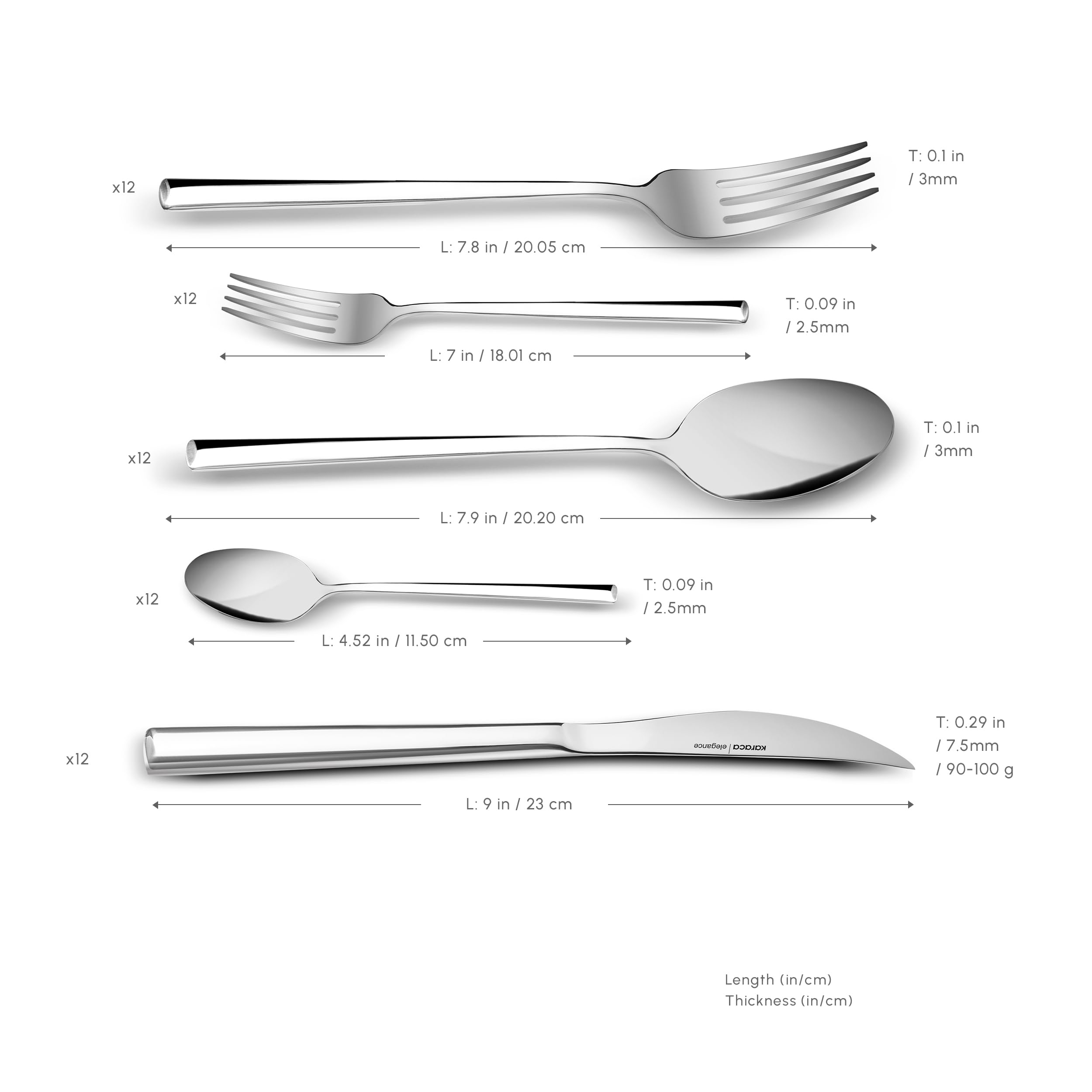 Tivoli 60 Pieces Cutlery Set for 12 Person - Forks, Spoon, Knives Silverware Sets - Modern Silver Flatware - Stainless Steel Kitchen Utensils Tableware Set - Dishwasher Safe