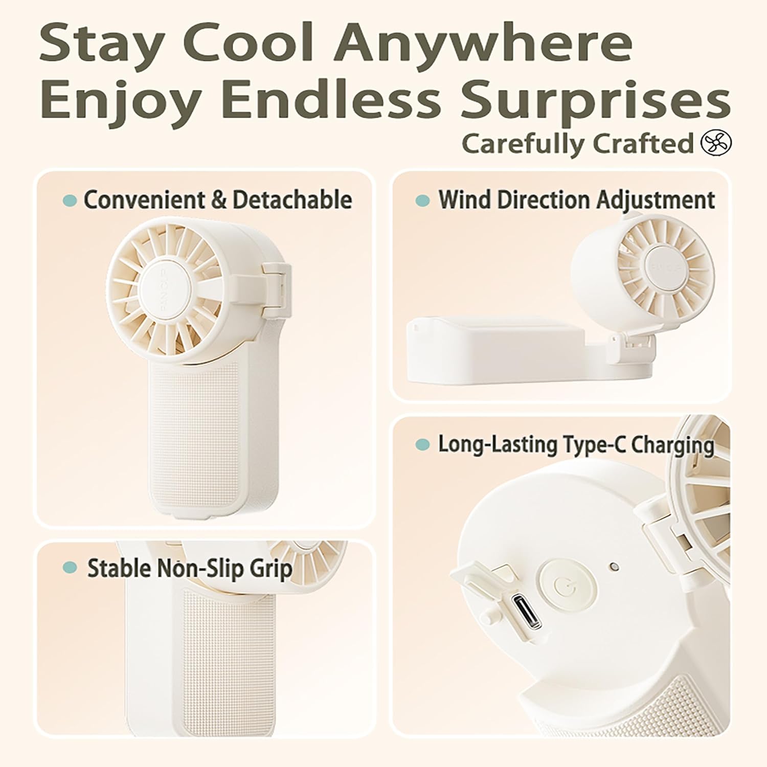2-in-1 Water Bottle with Foldable Fan, 690ml Portable Cooling Cup with Straw, 3-Speed USB-C Rechargeable Built-In Fan Bottle for Travel, Hiking, Beach and Summer Outdoor Use, White
