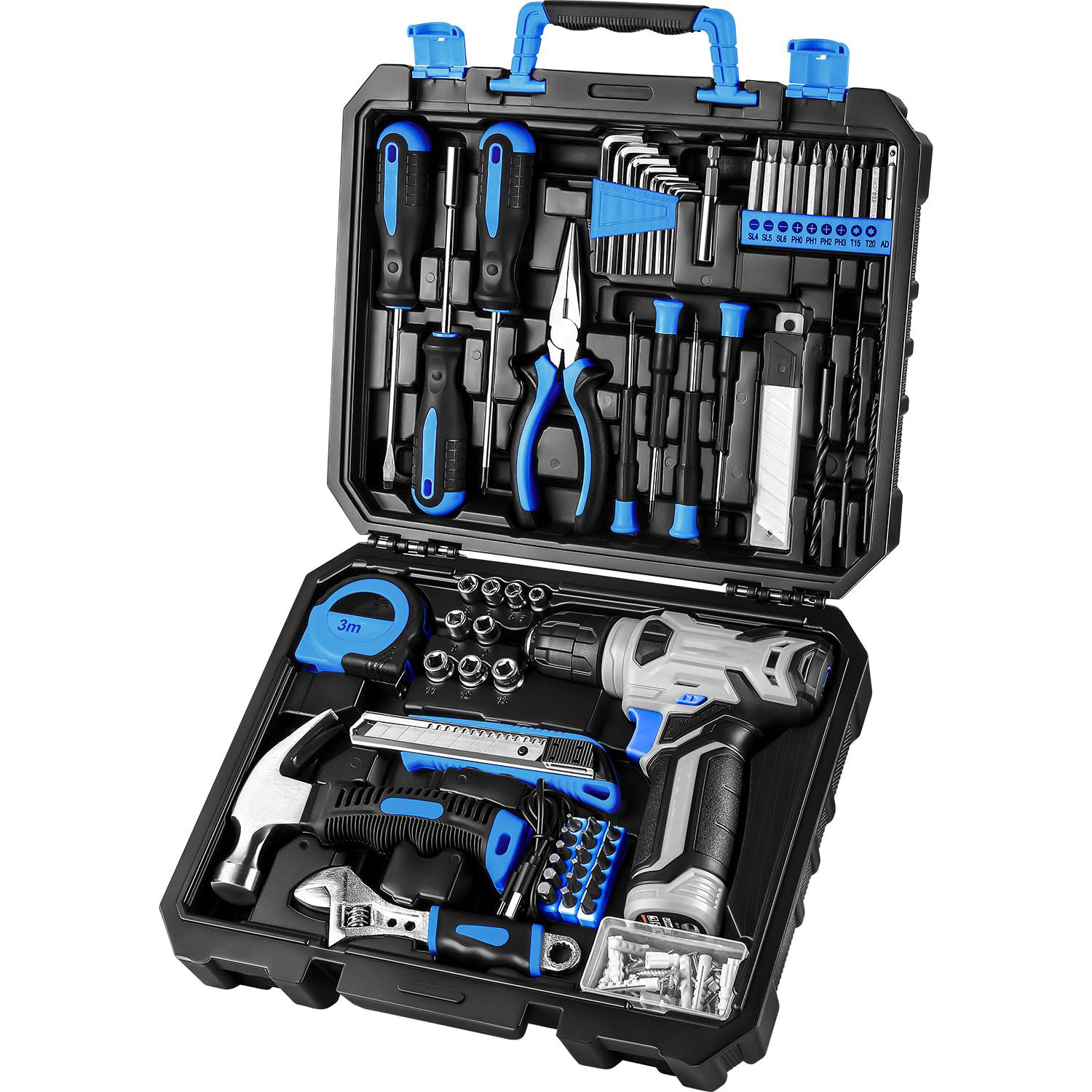 JJJSHOP 126-Piece Pink Tool Set with 8V Cordless Drill
