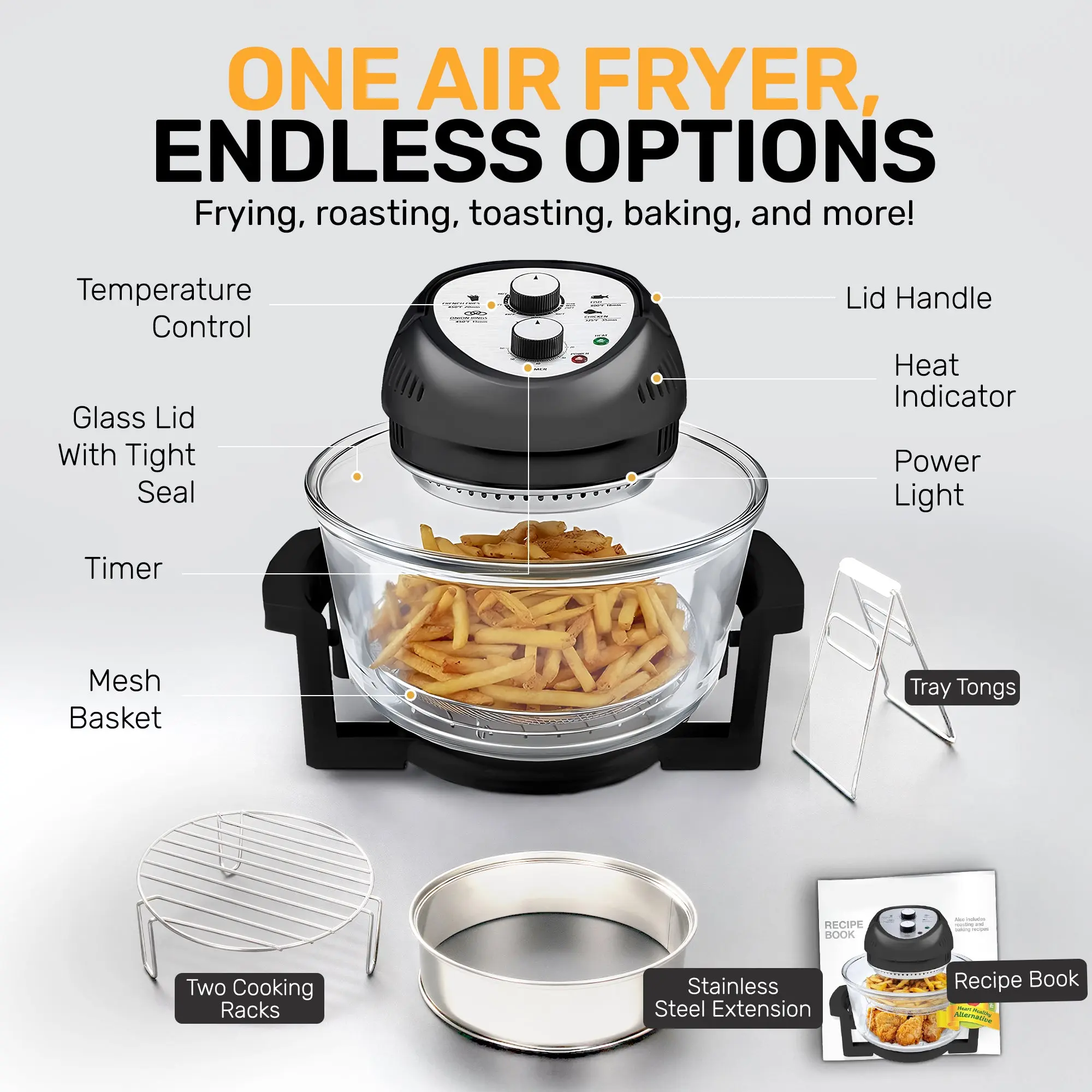 Granitestone 16 Quart Extra Large Air Fryer - Oil-Less Crispy Cooking for Healthier Meals