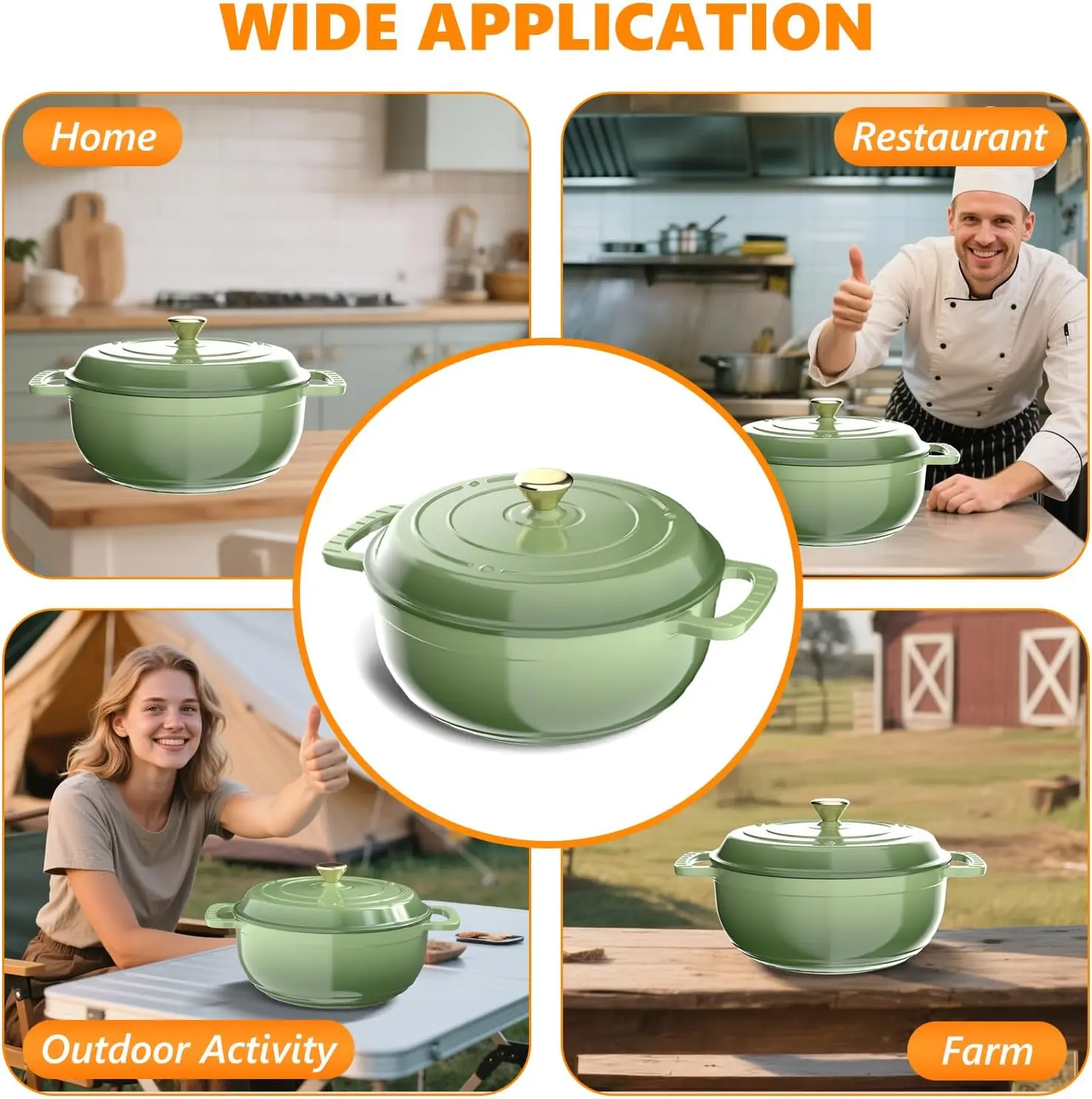 JJJSHOP Enameled Cast Iron Round Dutch Oven, 5/6/7.5QT Pot with Lid &Dual Handles with Silicone Gloves,Oven Safe up to 500°F, Heavy-Duty Pre-Seasoned Cookware for Bread Baking, Braising, Stews, Roasting,TikTokShopBlackFriday