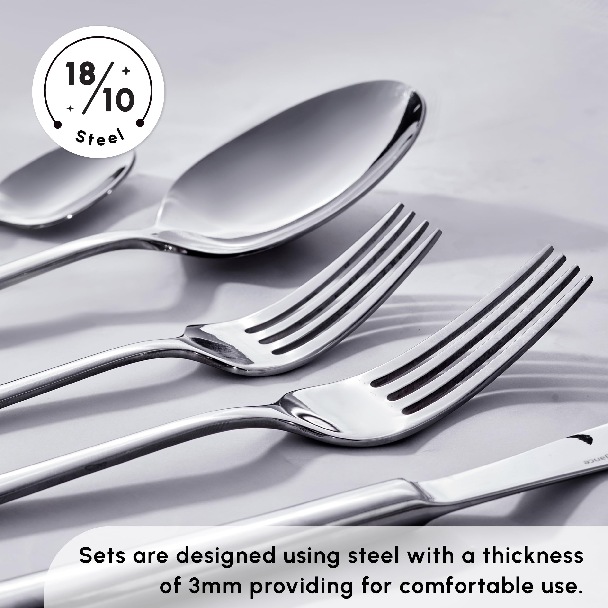 Tivoli 60 Pieces Cutlery Set for 12 Person - Forks, Spoon, Knives Silverware Sets - Modern Silver Flatware - Stainless Steel Kitchen Utensils Tableware Set - Dishwasher Safe