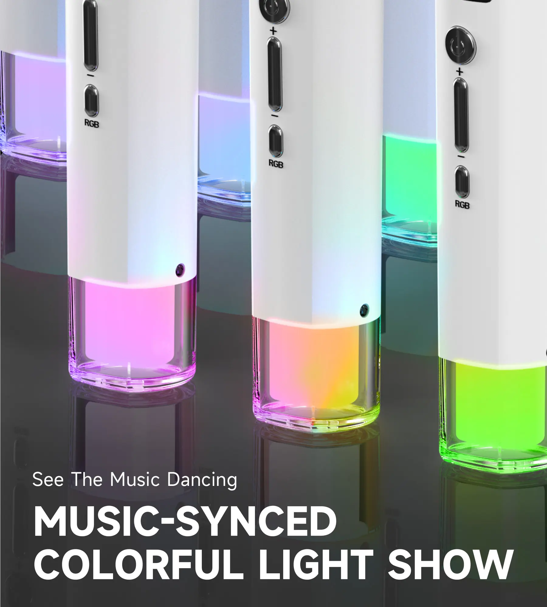 【twain】Wireless Microphone with LED Lights, 200FT Range