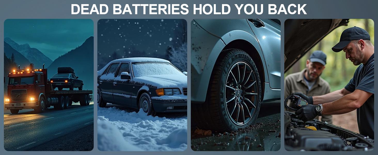 Dead batteries hold you back &mdash; night rescue, snow stranded, flat tire, engine check