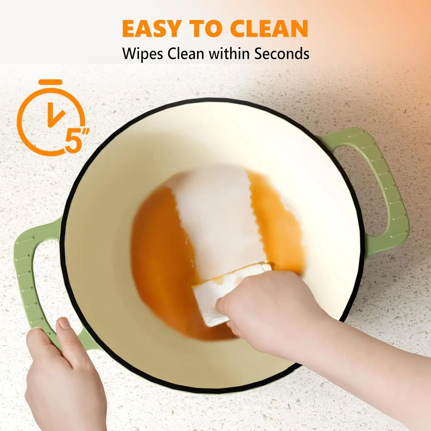 JJJSHOP Enameled Cast Iron Round Dutch Oven, 5/6/7.5QT Pot with Lid &Dual Handles with Silicone Gloves,Oven Safe up to 500°F, Heavy-Duty Pre-Seasoned Cookware for Bread Baking, Braising, Stews, Roasting,TikTokShopBlackFriday