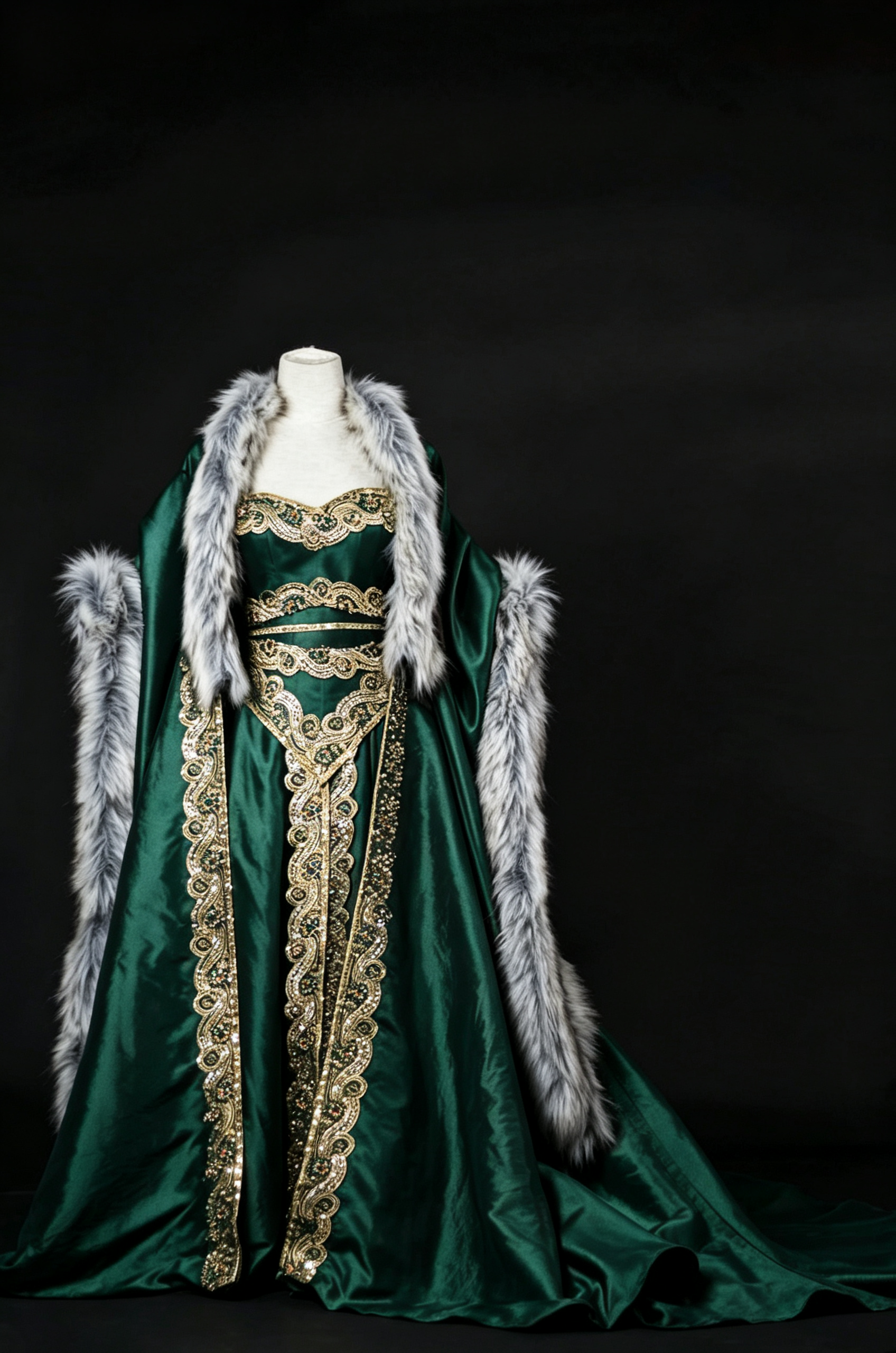 Dreamy dress Queen Gown With Fur Cloak