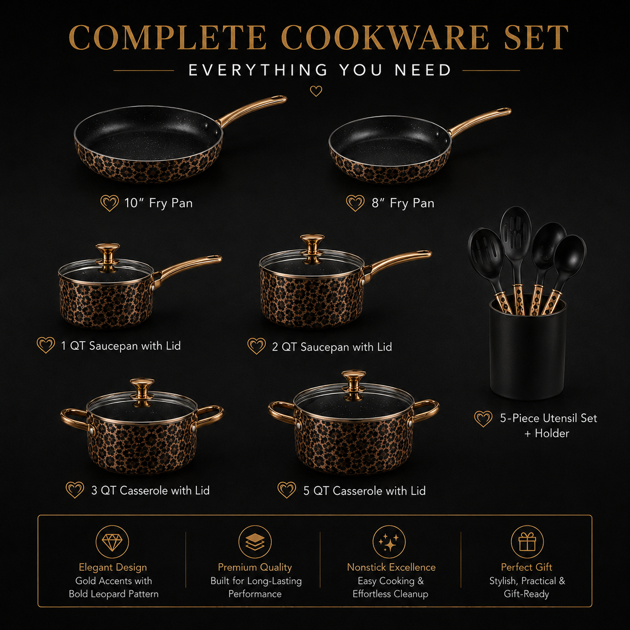 White Leopard cookware set variant