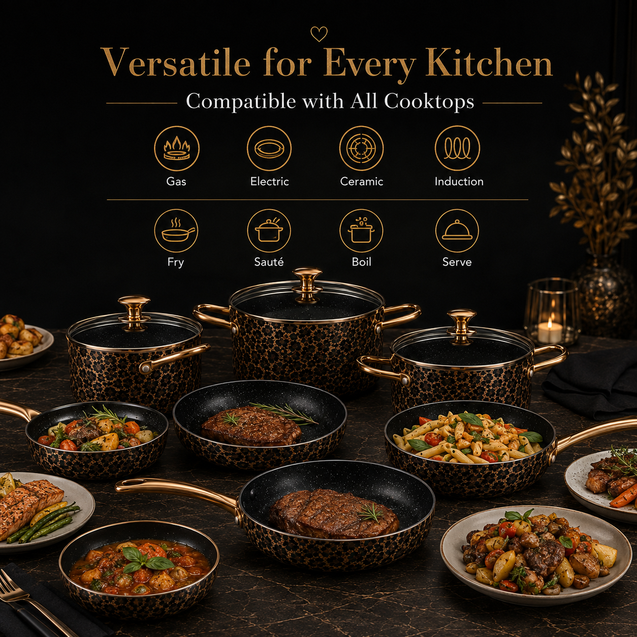 Red Leopard cookware set variant